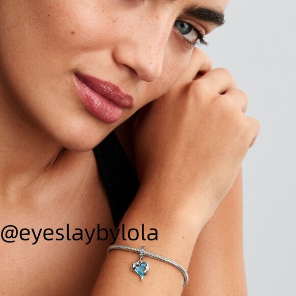 Pandora Blue Murano Glass Dolphins Dangle Charm - Picture 3 of 7